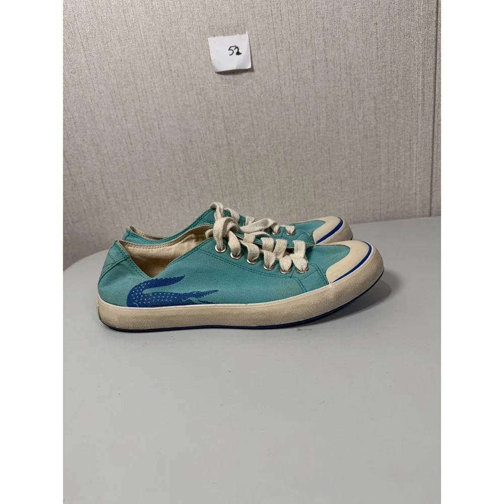 Lacoste Canvas Croc 34W Teal Blue Low Top Sneakers Womens 8 11CAW0735‎